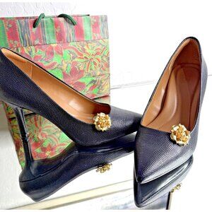 Bluette France Vintage Shoe Clips Gold Floral Pearls Rhinestones Haskell Style